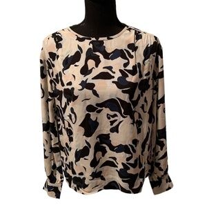 Club Monaco Smocked Shoulder Long Sleeve Blouse XS